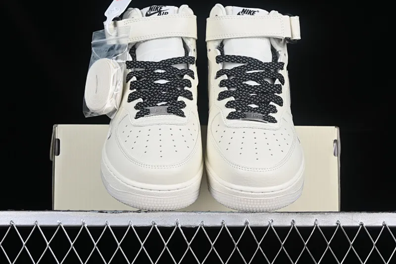 All categories Nk Air Force 1 Air Force series Nk Air Force 1 Mid Air Force mid-top Nk Air Force 1'07 Mid Beige and black two-color bottom Starry Air Force One mid-top casual sneakers XL0236-236